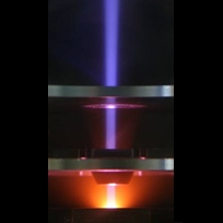 500 uA ion beam generated from a single cavity ECR source Photo of ion beam generated by single cavity ECR source