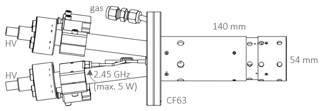 Schematic diagram of TES-63 High brightness ion source Schematic diagram of TES-63 High brightness ion source, with dimensions